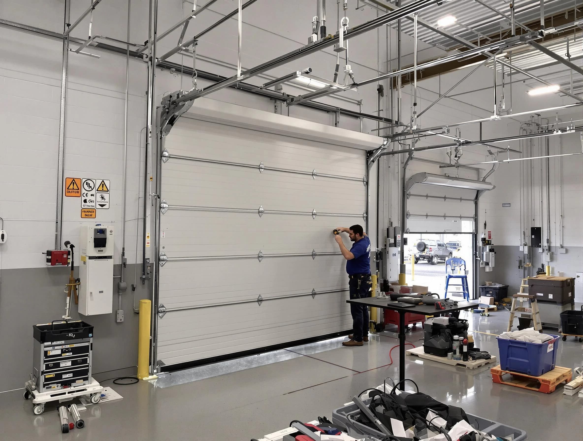 Commercial garage door repair being performed by Nichols Hills Garage Door Repair expert in Nichols Hills