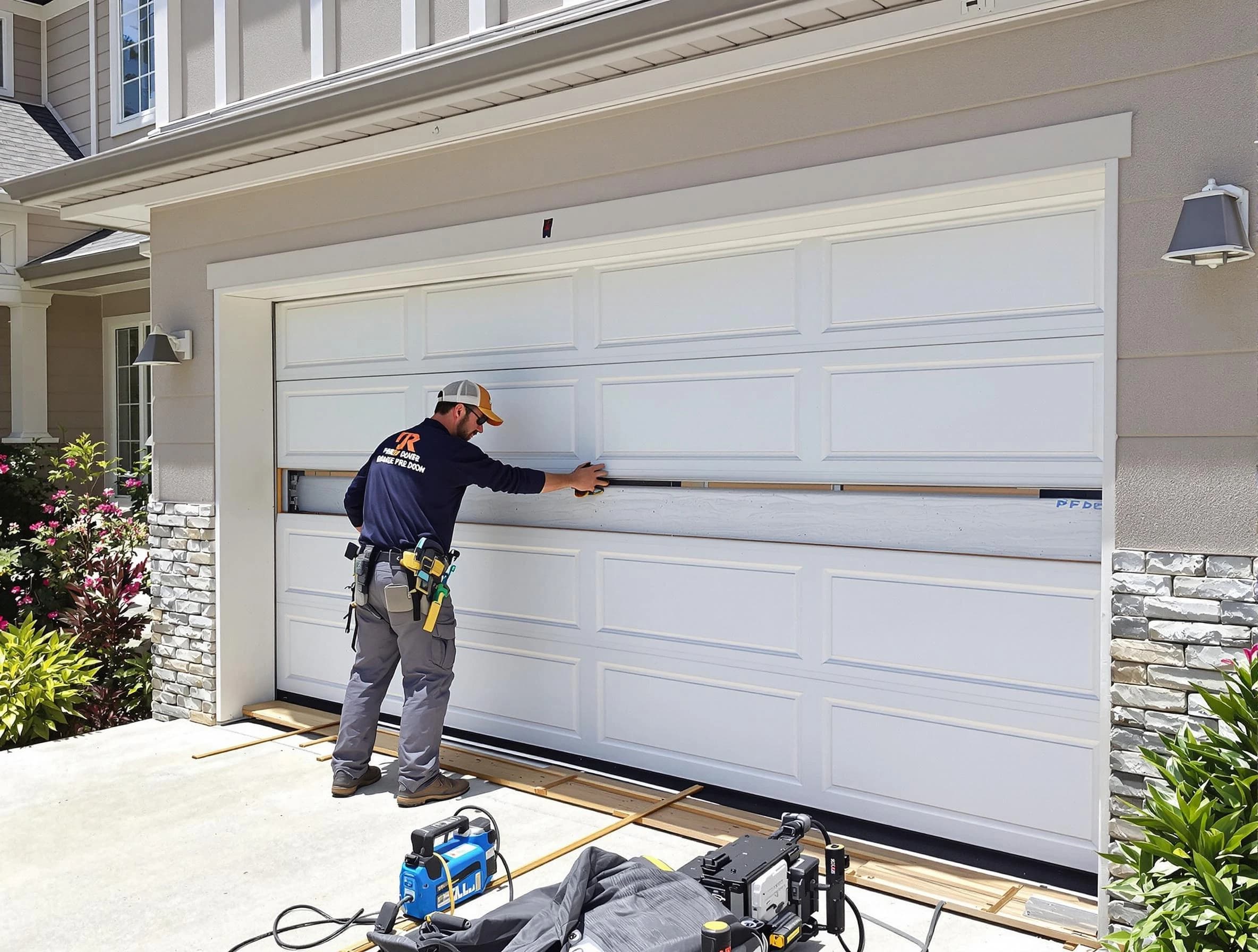 Nichols Hills Garage Door Repair team performing complete garage door replacement at Nichols Hills residence