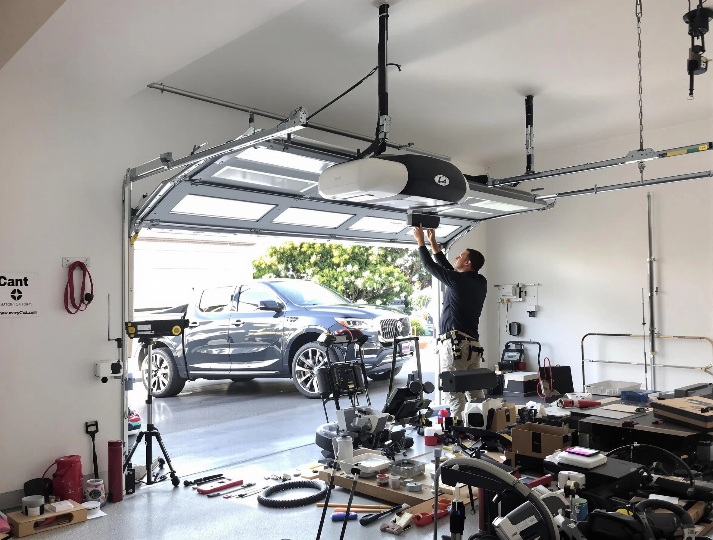 Nichols Hills Garage Door Repair specialist installing smart garage door opener system in Nichols Hills home