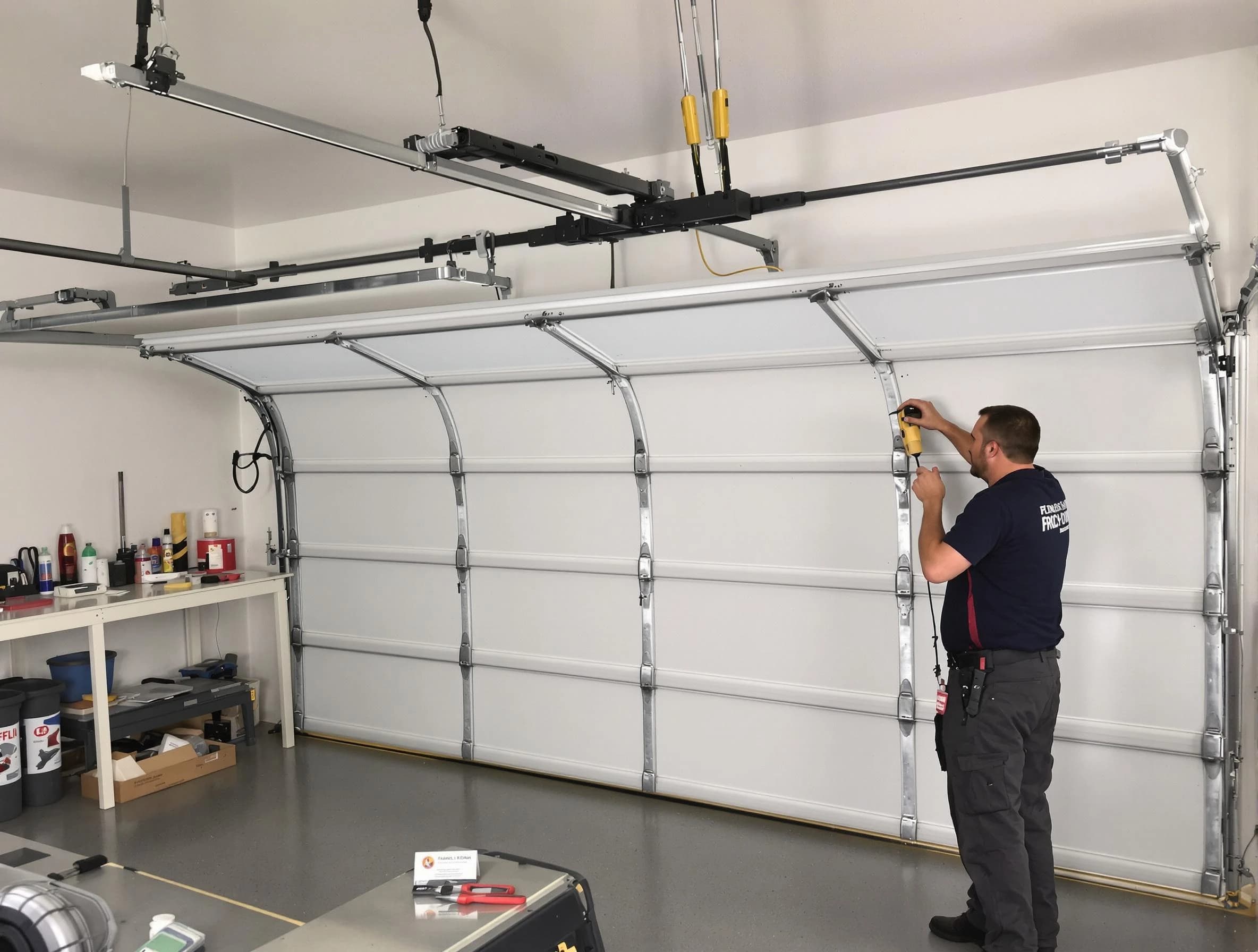 Nichols Hills Garage Door Repair certified technician performing overhead door system repair in Nichols Hills