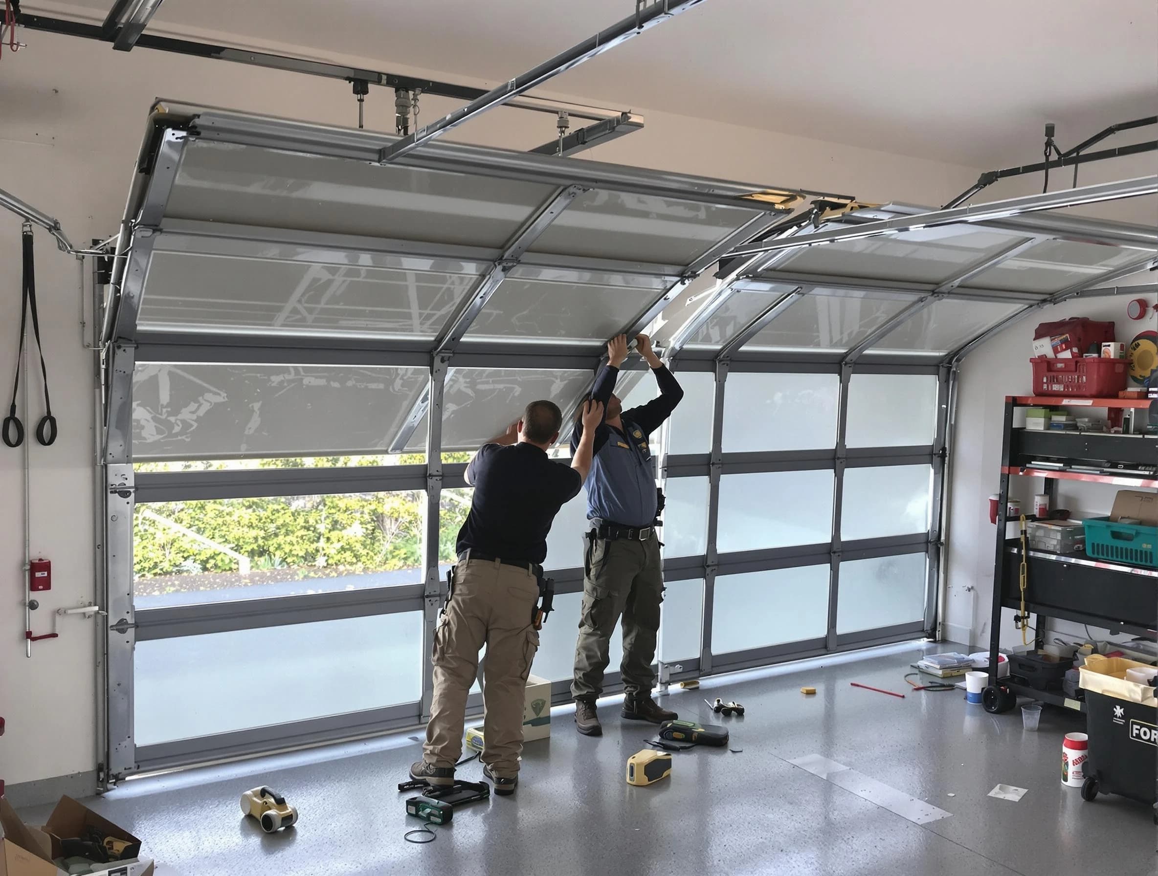 Nichols Hills Garage Door Repair expert performing precise panel replacement on Nichols Hills garage door