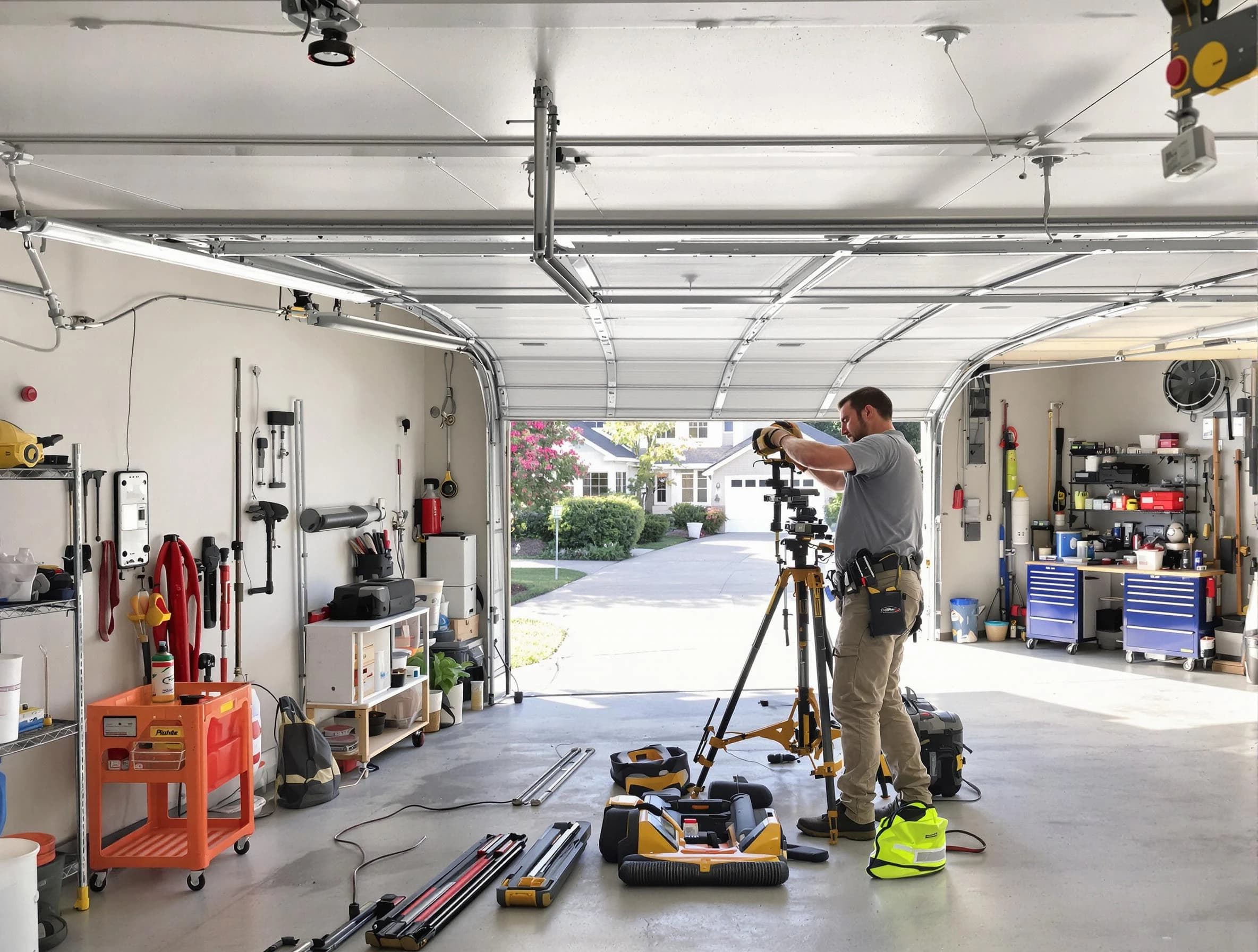 Nichols Hills Garage Door Repair specialist performing laser-guided track alignment in Nichols Hills