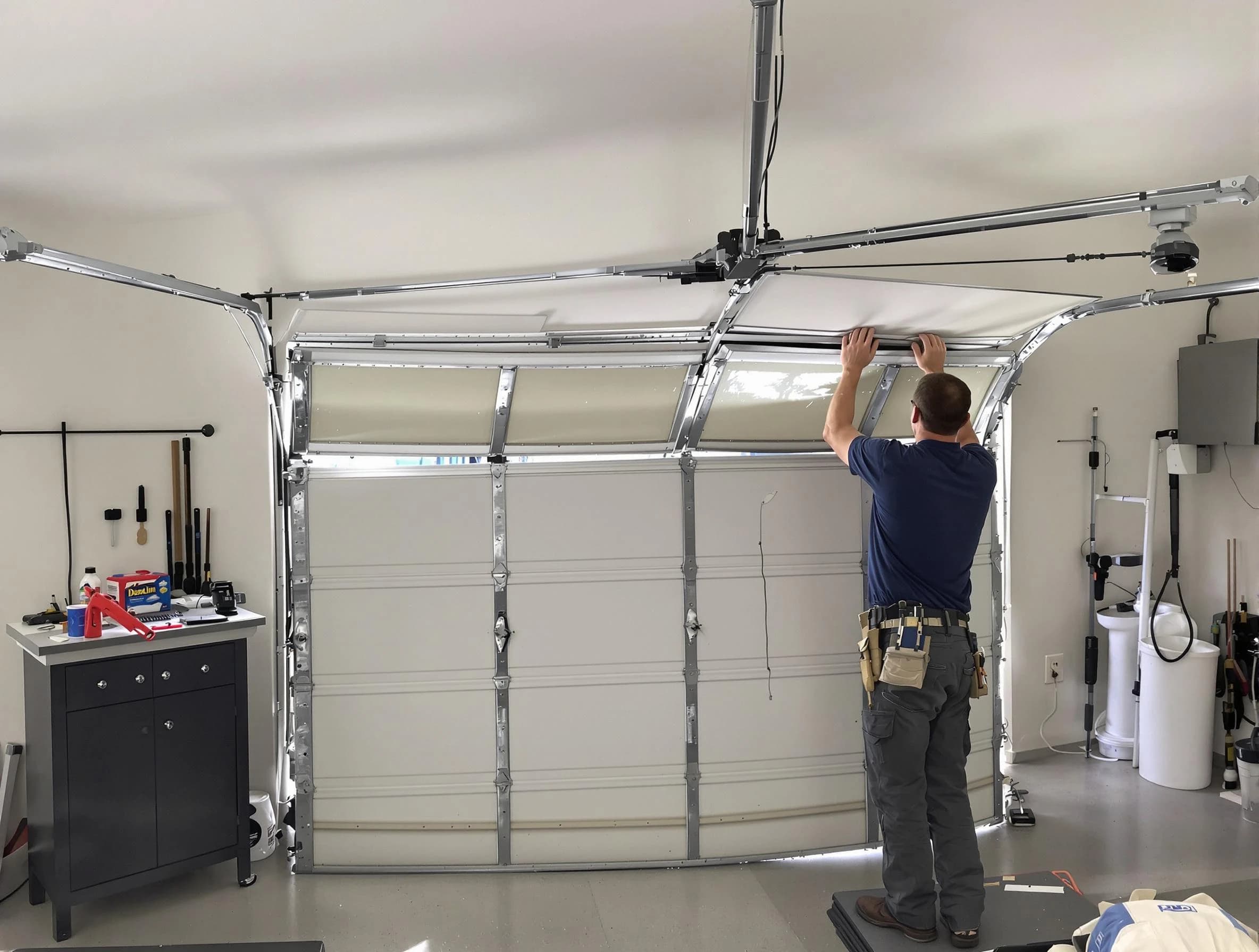 Nichols Hills Garage Door Repair specialist performing precise section replacement on Nichols Hills garage door