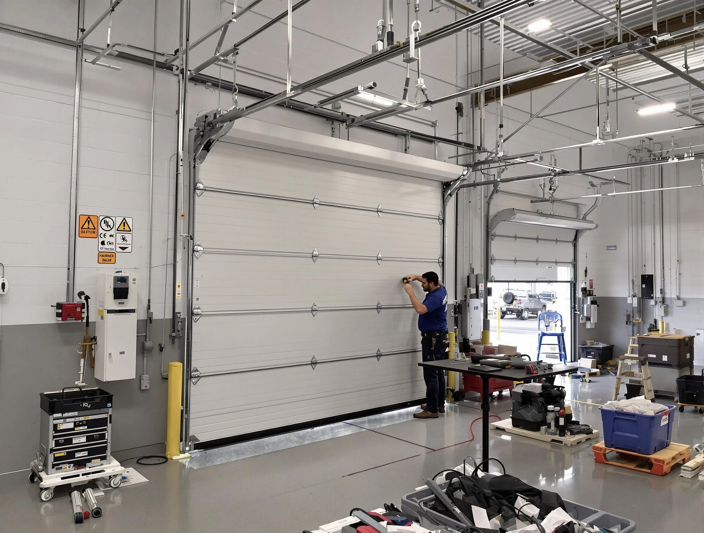Commercial garage door repair being performed by Nichols Hills Garage Door Repair expert in Nichols Hills