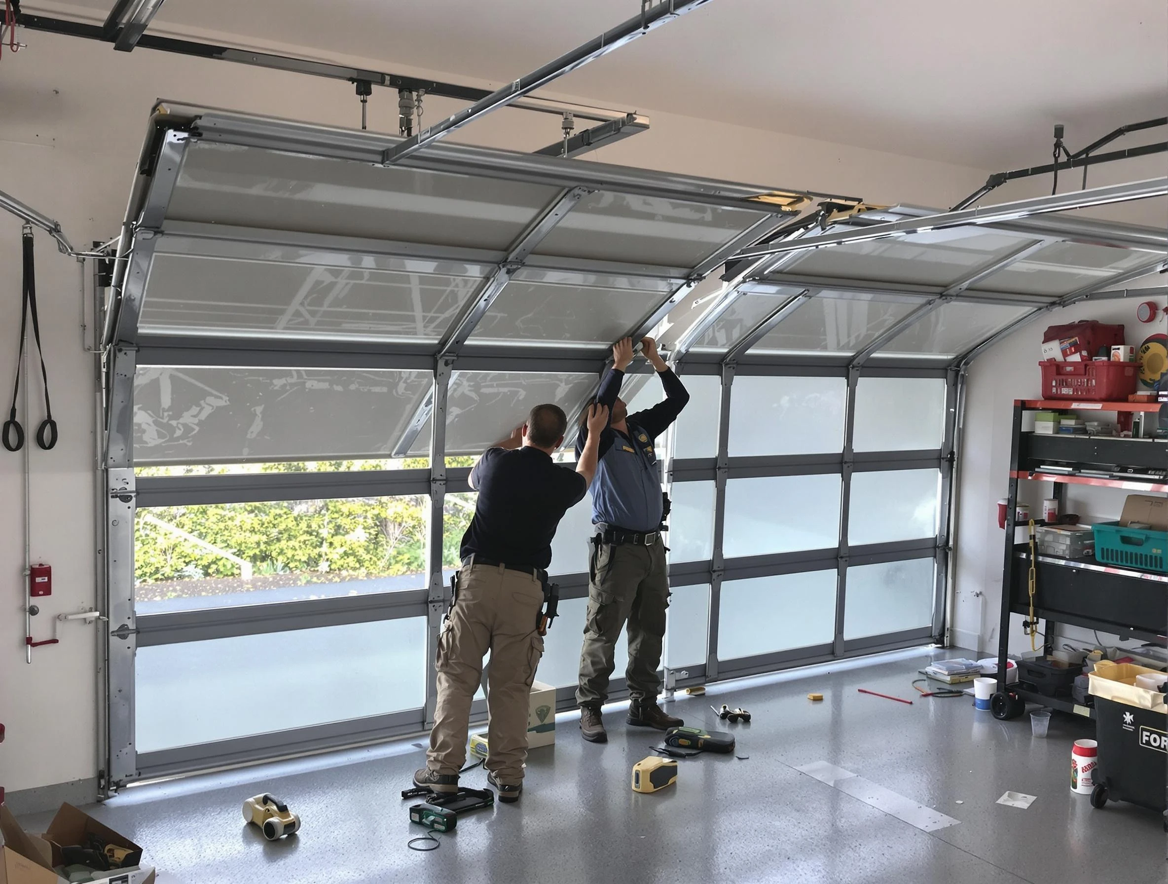 Nichols Hills Garage Door Repair expert performing precise panel replacement on Nichols Hills garage door