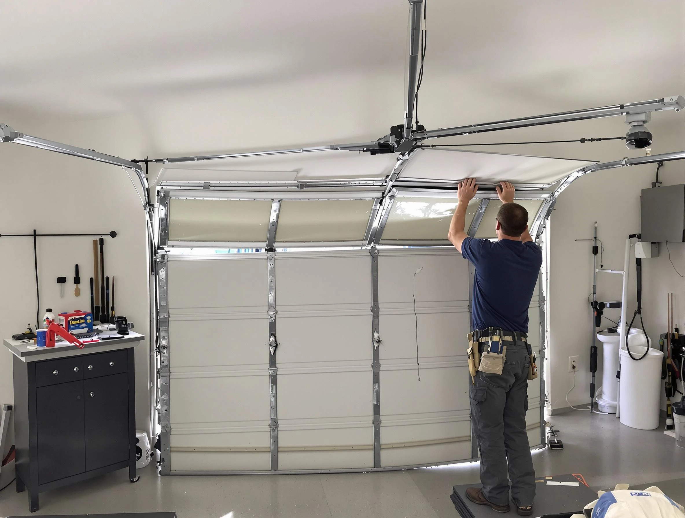 Nichols Hills Garage Door Repair specialist performing precise section replacement on Nichols Hills garage door